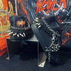 Punk Studded Skate shoes A-5 Spikes Strap And Chai